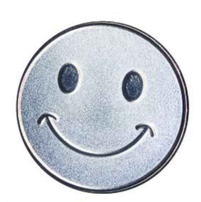 #E100 Silver Smiley Face Enamel Badges - pack of 5