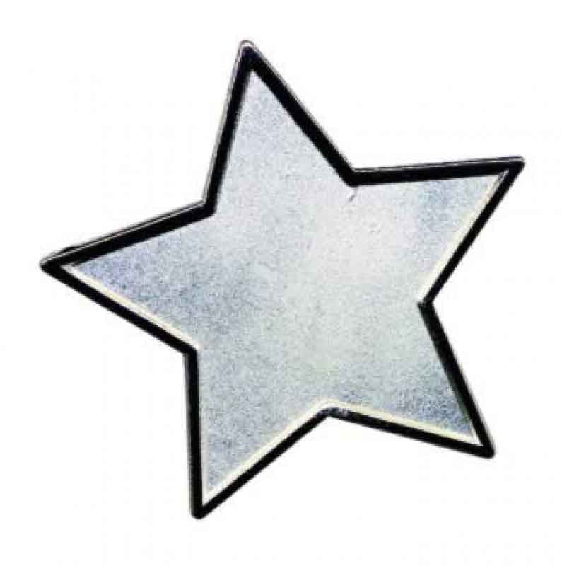 #E94 Silver Star Enamel Badges - pack of 5