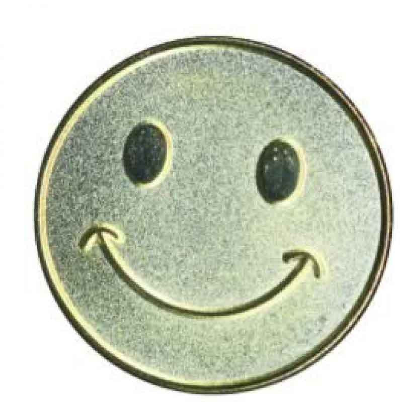 #E99 Gold Smiley Face Enamel Badges - pack of 5