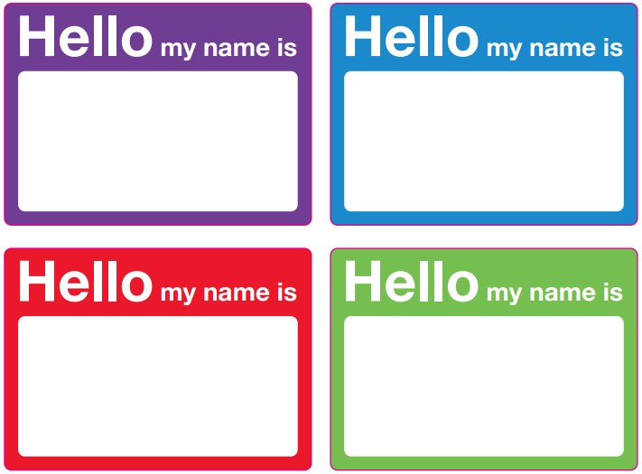‘Hello my name is…..’ name stickers