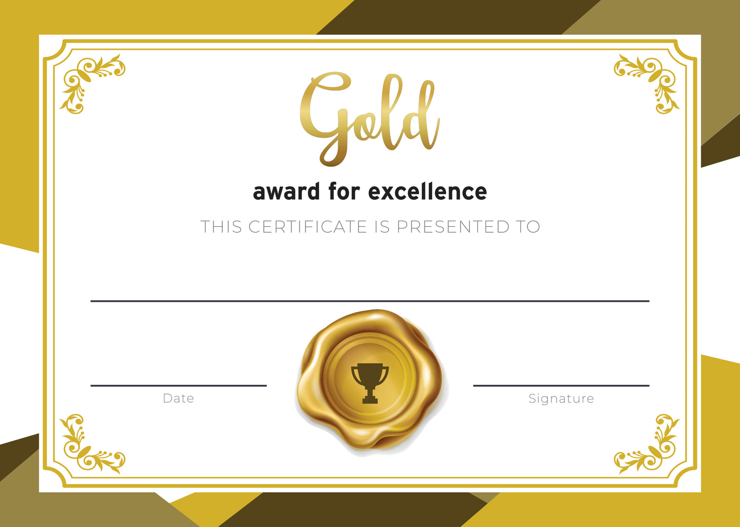 Gold Award Certificate (25 per pack)