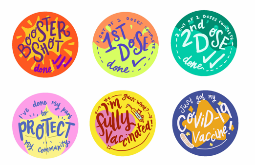 Covid-19 Vaccine Stickers Text