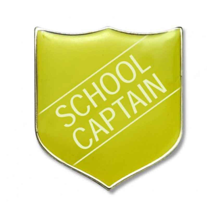 #E15 Yellow School Captain Enamel Badges - pack of 5