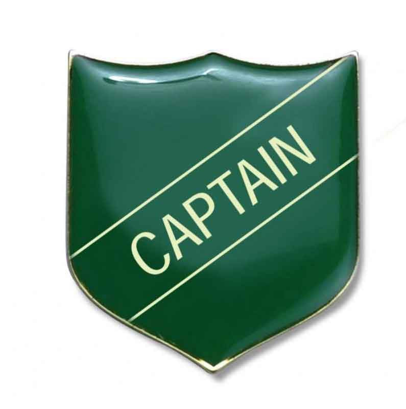 Green Captain Enamel Badges - pack of 5