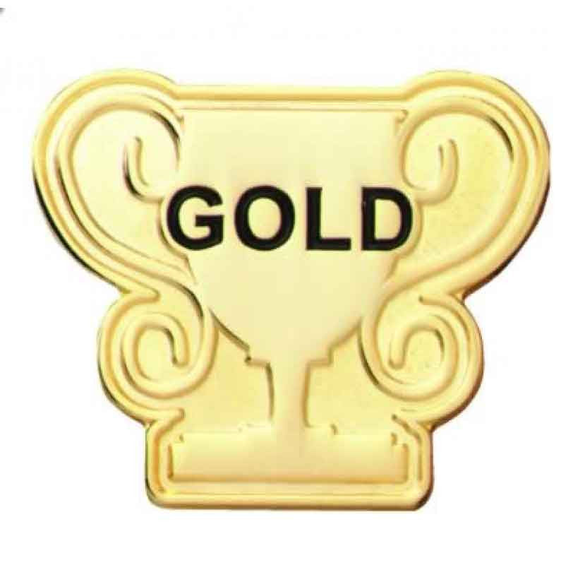 Gold Trophy Enamel Badge - pack of 5