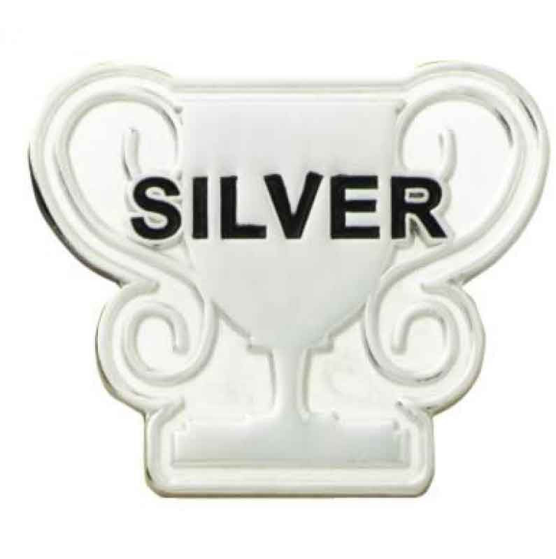 Silver Trophy Enamel Badge - pack of 5