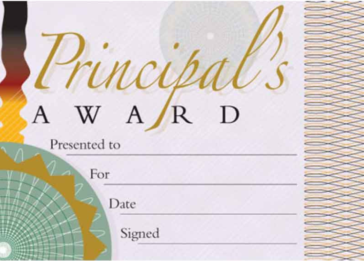 #5420 - Principal's Award Certificate (25 per pack)